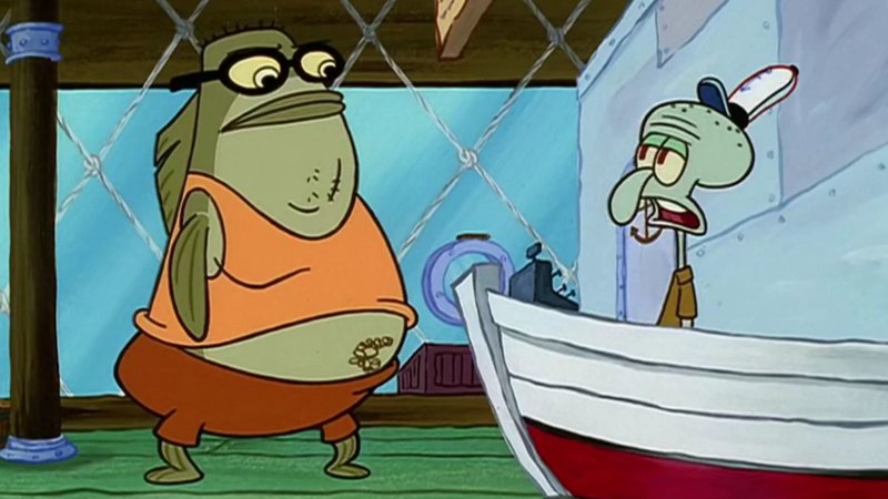 Bubble Bass ordering food to Squidward